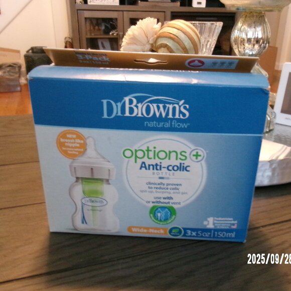 NEW Dr. Brown's Natural Flow® Anti-Colic Options+™ Wide-Neck Baby Bottle 3X 5oz - Picture 1 of 5